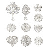 Biyun 10Pcs 10 Styles Flower & Heart & Teardrop Crystal Rhinestone Brooches Set JEWB-BY0001-04-10