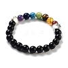 Chakra Round Natural Obsidian Beaded Stretch Bracelets BJEW-K251-05A-2