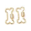 Brass Micro Pave Clear Cubic Zirconia Screw Carabiner Lock Charms KK-Z118-06G-03-1