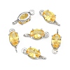 SHEGRACE Brass Pave Cubic Zirconia Oval Connector Charms XGRQ2O264-437C-P-2