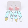 Heart & Pencil Acrylic Stud Dangle Earrings FS-WG3499D-05-1