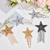5Pcs 5 Styles Resin Rhinestone with Iron Ball Chain Tassel Sew On Patches PATC-CY0001-68-4
