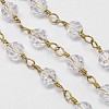 Handmade Faceted Glass Rondelle Beads Chains for Necklaces Bracelets Making CHC-L027-01-1