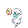 Butterfly & Windmill Enamel Rotatable Cuff Rings for Women RJEW-R005-10P-4