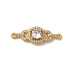 Rack Plating Brass Micro Pave Clear Cubic Zirconia Connector Charms KK-K377-27G-1