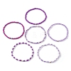 6Pcs Glass Seed & Brass Beaded Stretch Bracelets Set BJEW-JB09538-01-3
