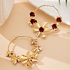 Rose Flower Alloy Hoop Earrings FS-WG9017A-01-4
