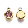 PVD Vacuum Plating 201 Stainless Steel Rhinestone Charms X-STAS-S068-10G-1