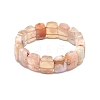 Natural Cherry Blossom Agate Rectangle Beaded Stretch Bracelet BJEW-E379-03A-01-2