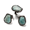 Natural Amazonite Open Cuff Ring RJEW-M166-03R-A-1