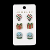 Christmas Wood Stud Steel Needle Earrings EJEW-U016-03P-04-1