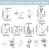 SUNNYCLUE 96Pcs 12 Styles Tibetan Style Alloy Kitten Pendants FIND-SC0007-17-2