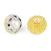 Rack Plating Flat Round Brass With Natural Tourmaline & Rhinestone EJEW-U010-02C-G-2