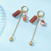304 Stainless Steel Carnelian Heart Tassel Hoop Earrings EJEW-JE06731-03-1