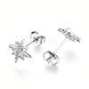Brass Micro Pave Clear Cubic Zirconia Stud Earrings EJEW-T046-28P-NF-2
