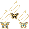 3Pcs 3 Colors Brass Bookmark with Long Chains AJEW-SC0002-88-1