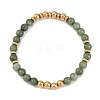 Ion Plating(IP) 304 Stainless Steel & Round Jade Beaded Stretch Bracelets for Women Men BJEW-M046-02G-4