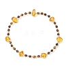 Natural Amber & Tiger Eye Beaded Stretch Bracelets for Women BJEW-JB13352-2