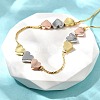 Brass Triple Color Heart Beaded Box Chain Necklaces NJEW-H057-01-2