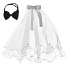Adjustable Polyester Dog Collar & Wedding Bride Veil Sets AJEW-DR0001-74-1