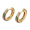 Brass Micro Pave Cubic Zirconia Hoop Earrings KK-CBA8324-24G-03-4