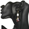 Natural Multicolor Tourmaline & Natural Cultured Freshwater Pearl Dangle Earrings for Women EJEW-JE07404-2