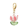 Flower Glass Seed Beaded Pendant Decorations HJEW-MZ00163-05-1