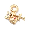 Brass Red Enamel European Dangle Charms KK-M305-19G-02-1