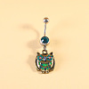 316L Surgical Stainless Steel Pave Cubic Zirconia Enamel Dangle Curved Barbell Belly Rings FS-WGB5546-15-1