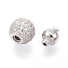 925 Sterling Silver Micro Pave Clear Cubic Zirconia European Clasps STER-T007-142P-2