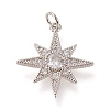 Brass Micro Pave Clear Cubic Zirconia Pendants X-ZIRC-L098-014P-1