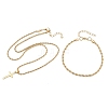 Alloy Cross Pendant Necklaces & Chain Bracelets Sets for Women SJEW-A002-01G-4