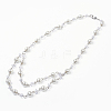 Glass Pearl Beads Tiered Necklaces NJEW-JN01977-01-1