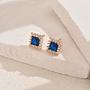 Brass Micro Pave Cubic Zirconia Square Stud Earrings VN1911-2