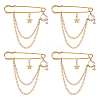 4Pcs Moon & Star Alloy Rhinestone Hanging Chain Brooch JEWB-FG0001-84B-1