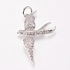 Brass Micro Pave Cubic Zirconia Bird Pendants X-ZIRC-A009-36P-1