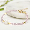 Handmade White Round Shell Pearl and Faceted Round Glass Beaded Bracelets for Women YN0122-2-2