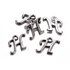 Gunmetal Plated Alloy Letter Pendants PALLOY-P097-03-H-2