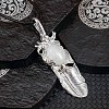 Vintage Natural Quartz Crystal Alloy Feather Pendant Necklace for Women Men AO2435-7-1