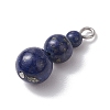 Natural Lapis Lazuli Round Beaded Pendants PALLOY-JF02867-12-3