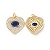 Heart Brass Micro Pave Cubic Zirconia Pendants KK-G435-01G-06-1