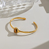 Natural Tiger Eye Oval 304 Stainless Steel Cuff Bangles for Women KB1970-2-1