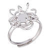 1Pc Rhodium Plated 925 Sterling Silver Adjustable Ring Settings STER-HS0001-16-1