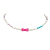 Acrylic Bone & Glass Beaded Necklaces for Women NJEW-JN05156-4