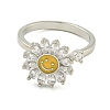 Sunflower with Smiling Face Enamel Rotatable Cuff Rings for Women RJEW-M016-07P-3