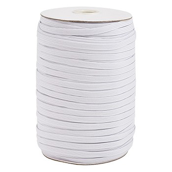 1/4 inch Flat Braided Elastic Rope Cord, Heavy Stretch Knit Elastic with Spool, White, 5mm, about 180~200yards/roll (540~600 feet/roll)