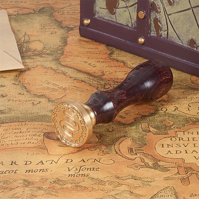 DIY Letter Scrapbook Brass Wax Seal Stamps and Wood Handle AJEW-P068-B02-1