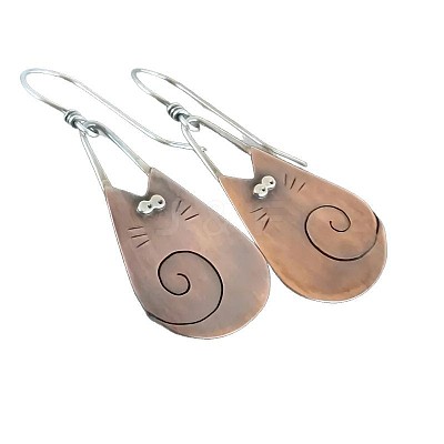 Teardrop with Cat Shape Alloy Dangle Earrings FS-WG32061-01-1