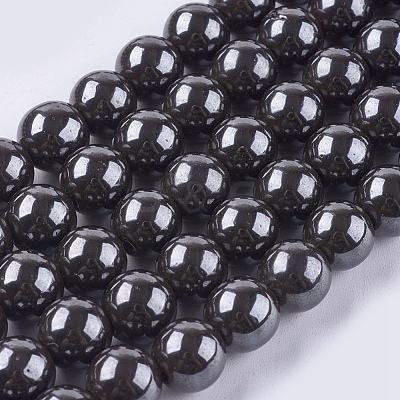 Magnetic Synthetic Hematite Beads Strands G-Q893-10mm-1