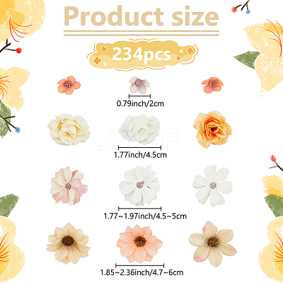 234Pcs 12 Styles Cloth Imitation Daisy Blossom AJEW-WR0002-18-1